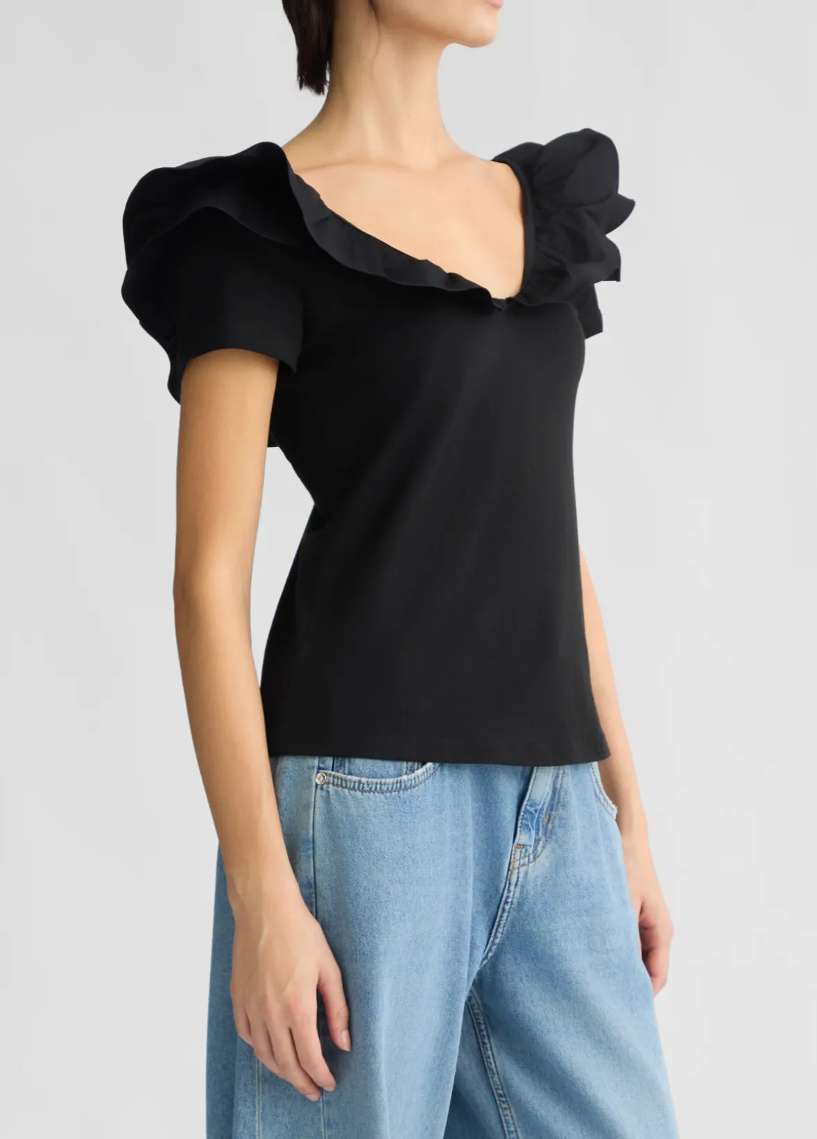 T-shirt in cotone con rouches