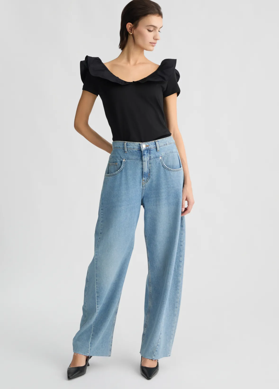 T-shirt in cotone con rouches
