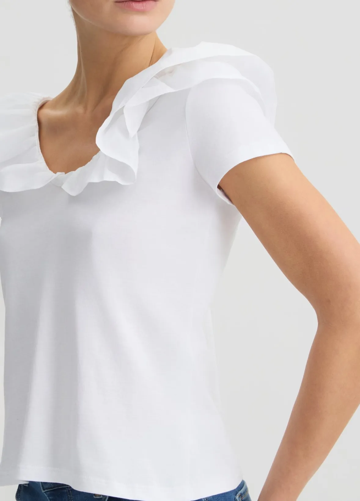 T-shirt in cotone con rouches