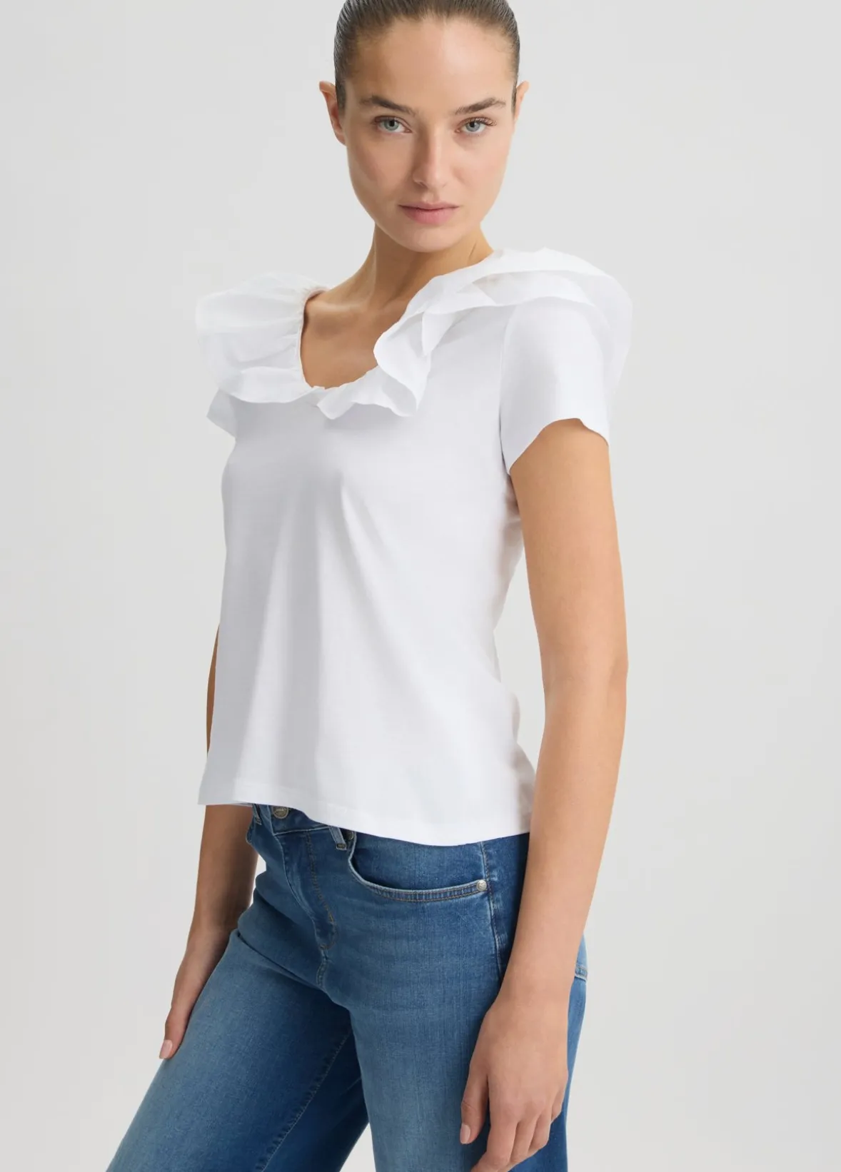T-shirt in cotone con rouches