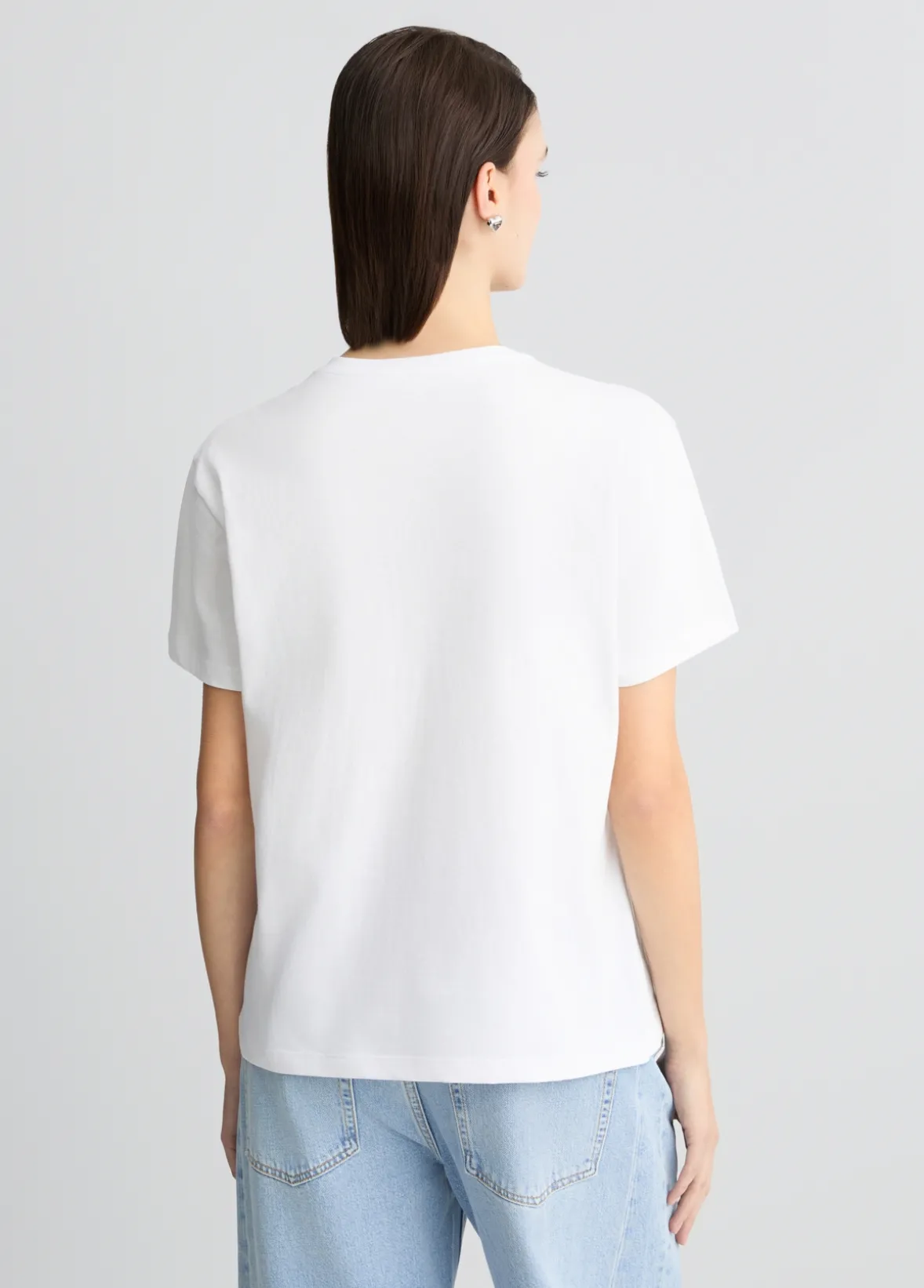T-shirt in cotone con stampa e strass
