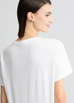 T-shirt in cotone con stampa e strass