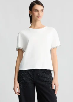 T-shirt in cotone con strass