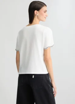 T-shirt in cotone con strass