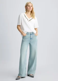 T-shirt in cotone con strass
