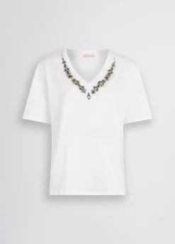 T-shirt in cotone con strass