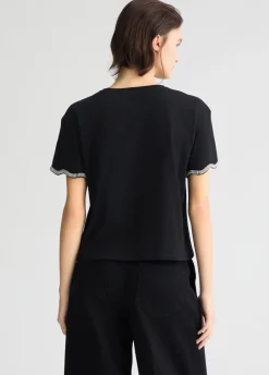 T-shirt in cotone con strass