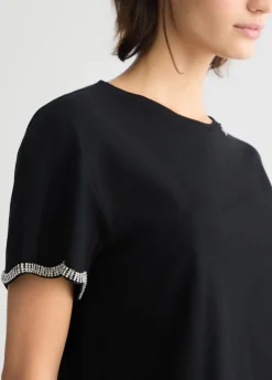 T-shirt in cotone con strass