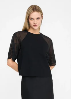 T-shirt in cotone e organza