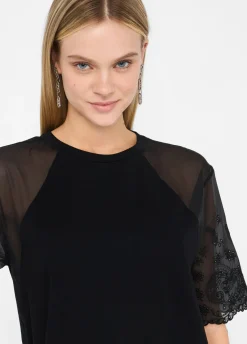 T-shirt in cotone e organza