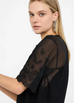 T-shirt in cotone e organza