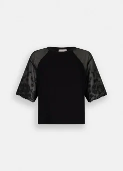 T-shirt in cotone e organza