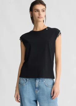 T-shirt in jersey con perline