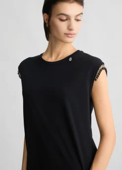 T-shirt in jersey con perline