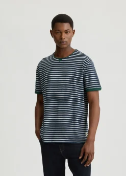T-shirt in piquet di cotone a righe