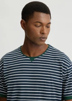 T-shirt in piquet di cotone a righe