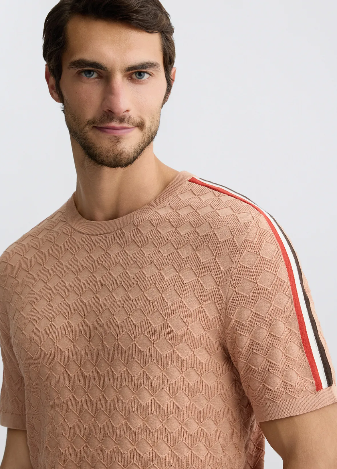 T-shirt jacquard color pesca