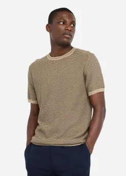 T-shirt jacquard in cotone e seta