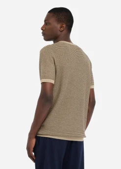 T-shirt jacquard in cotone e seta