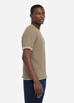 T-shirt jacquard in cotone e seta