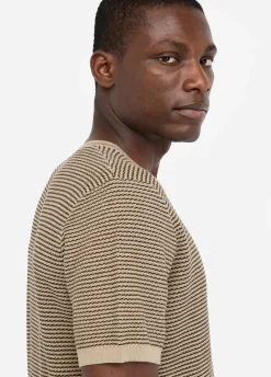 T-shirt jacquard in cotone e seta