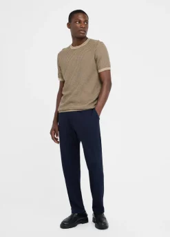 T-shirt jacquard in cotone e seta