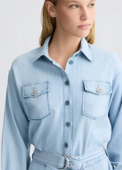 Tuta in denim gessato