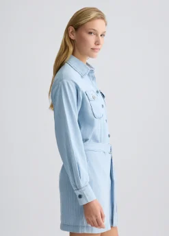 Tuta in denim gessato