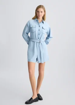 Tuta in denim gessato