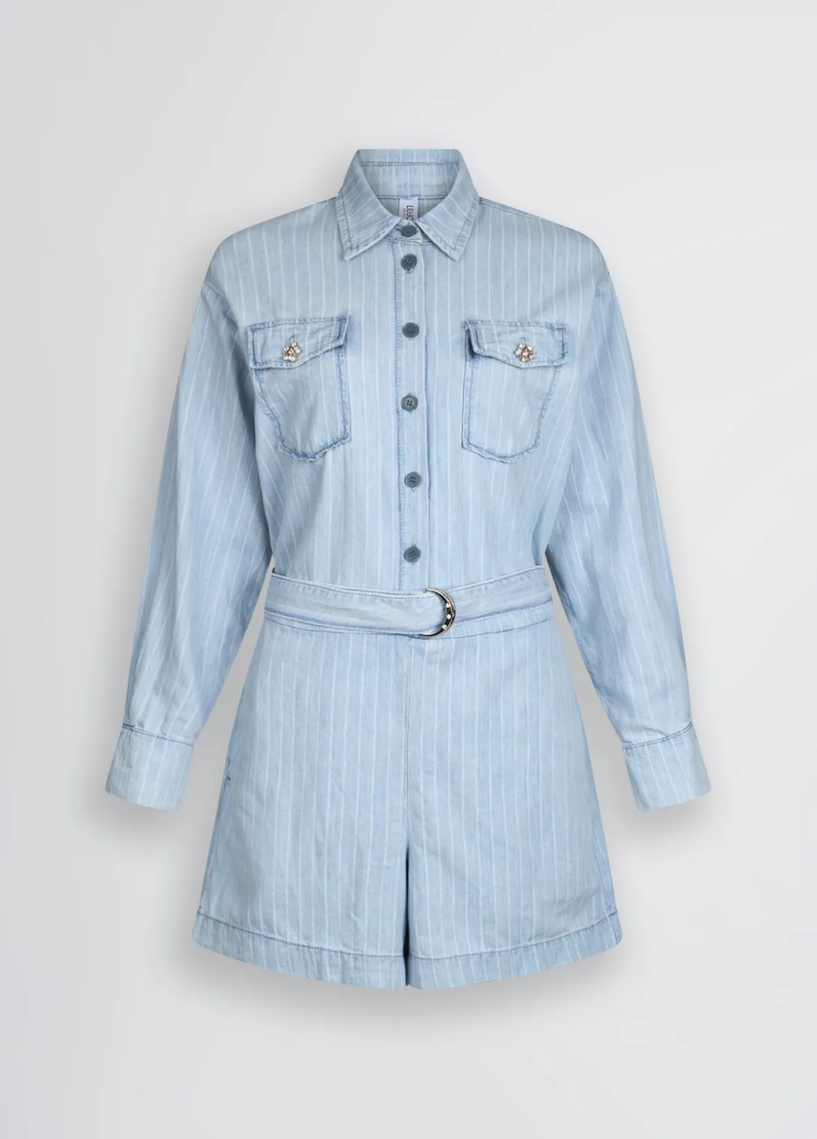Tuta in denim gessato
