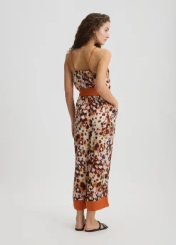 Tuta lunga in raso animalier