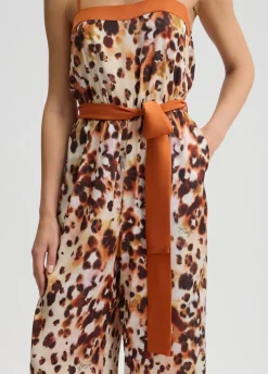 Tuta lunga in raso animalier