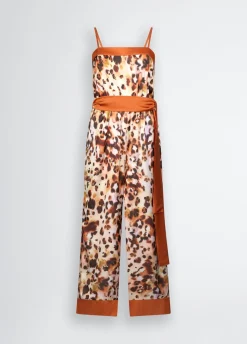 Tuta lunga in raso animalier