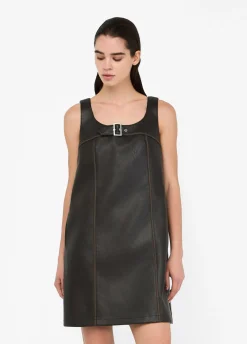 Vestito corto in tessuto spalmato