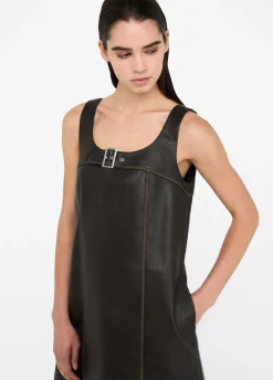 Vestito corto in tessuto spalmato