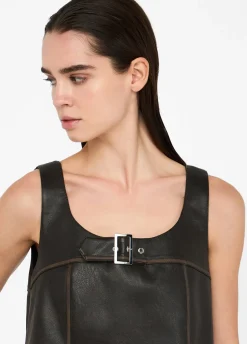 Vestito corto in tessuto spalmato