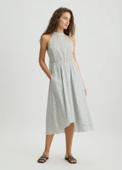 Vestito midi in popeline rigato