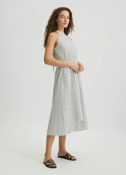Vestito midi in popeline rigato