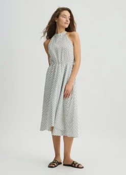 Vestito midi in popeline rigato