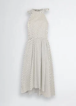 Vestito midi in popeline rigato