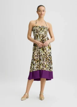 Vestito midi in raso stampato